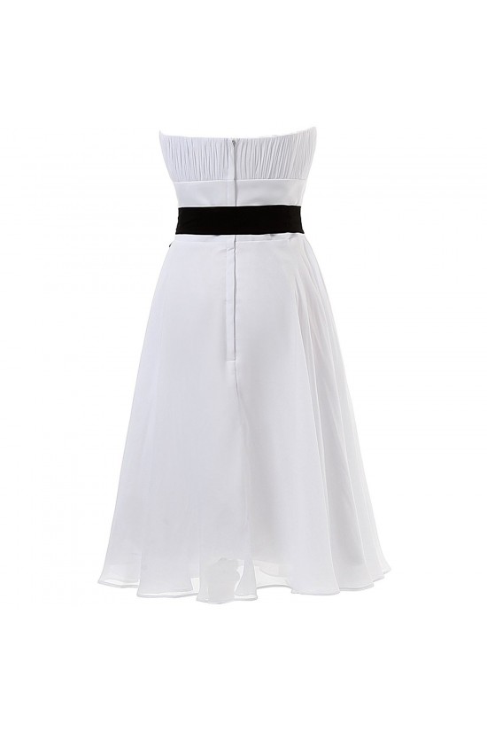 A-Line Strapess Short White Chiffon Bridesmaid Dresses/Wedding Party Dresses BD010053