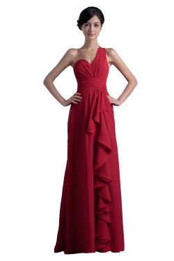 One-Shoulder Long Chiffon Bridesmaid Dresses/Wedding Party Dresses BD010058