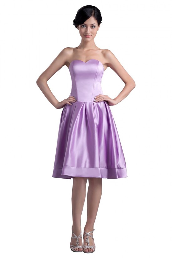 A-Line Sweetheart Short Lilac Satin Bridesmaid Dresses/Wedding Party Dresses BD010067