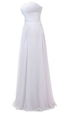 A-Line Sweetheart Long White Chiffon Bridesmaid Dresses/Wedding Party Dresses BD010069