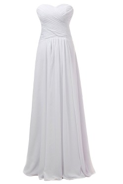 A-Line Sweetheart Long White Chiffon Bridesmaid Dresses/Wedding Party Dresses BD010069