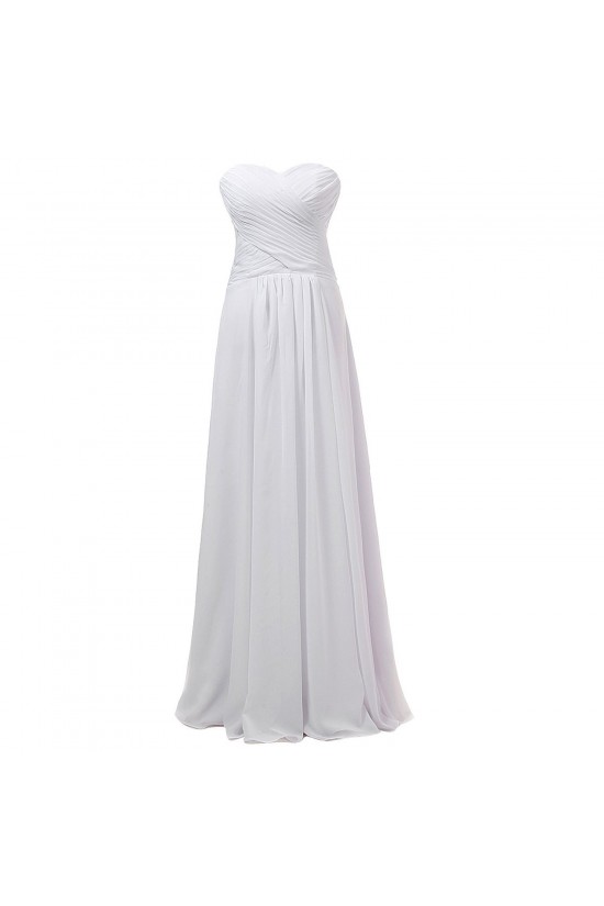 A-Line Sweetheart Long White Chiffon Bridesmaid Dresses/Wedding Party Dresses BD010069