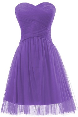 A-Line Sweetheart Short Purple Tulle Bridesmaid Dresses/Wedding Party Dresses BD010070