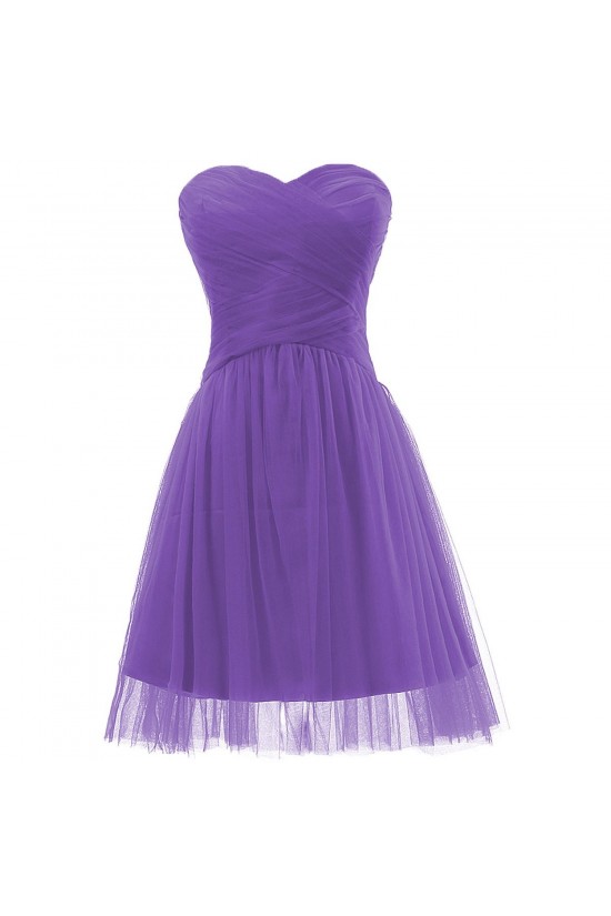 A-Line Sweetheart Short Purple Tulle Bridesmaid Dresses/Wedding Party Dresses BD010070