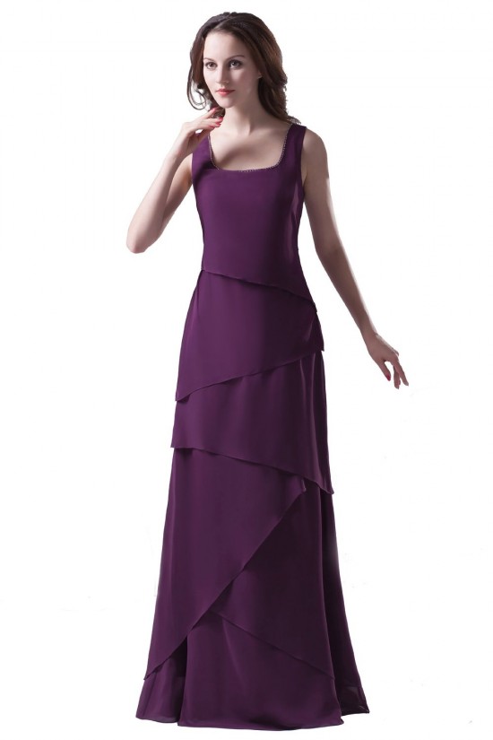 A-Line Straps Long Chiffon Bridesmaid Dresses/Wedding Party Dresses BD010072