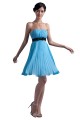 A-Line Strapless Short/Mini Blue Pleated Chiffon Bridesmaid Dresses/Wedding Party Dresses BD010077