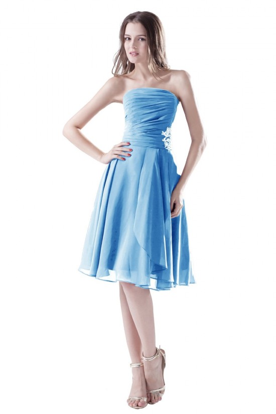 A-Line Strapless Short/Mini Chiffon Bridesmaid Dresses/Wedding Party Dresses BD010078