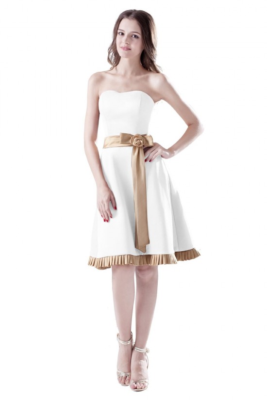 A-Line Strapless Short Satin Bridesmaid Dresses/Wedding Party Dresses BD010080