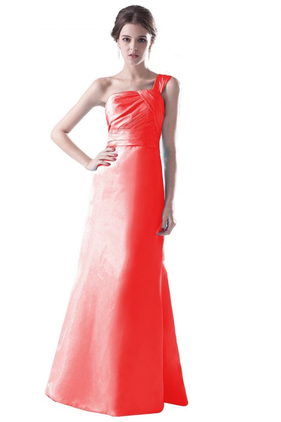 Trumpet/Mermaid One-Shoulder Long Satin Bridesmaid Dresses/Wedding Party Dresses BD010082