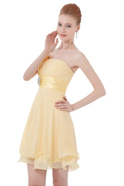 A-Line One-Shoulder Short Chiffon Bridesmaid Dresses/Wedding Party Dresses BD010085