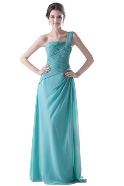 Sheath/Column One-Shoulder Long Blue Chiffon Bridesmaid Dresses/Wedding Party Dresses BD010086