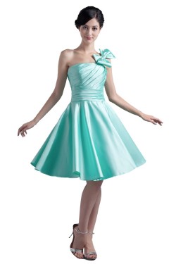 A-Line One-Shoulder Short Blue Bridesmaid Dresses/Wedding Party Dresses BD010090