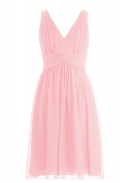 A-Line V-Neck Short Navy Blue Chiffon Bridesmaid Dresses/Wedding Party Dresses BD010093