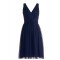 A-Line V-Neck Short Navy Blue Chiffon Bridesmaid Dresses/Wedding Party Dresses BD010093