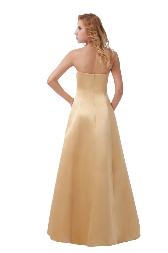 A-Line Strapless Long Satin Bridesmaid Dresses/Wedding Party Dresses BD010100