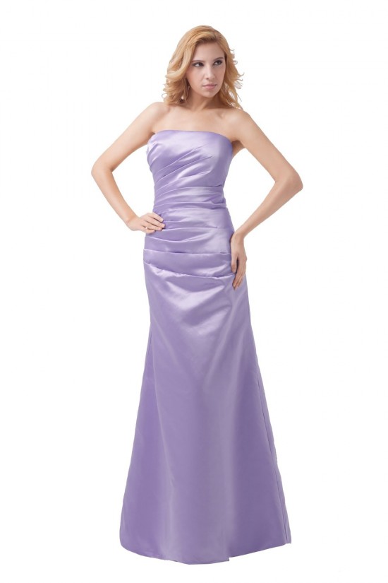 A-Line Strapless Long Satin Bridesmaid Dresses/Wedding Party Dresses BD010100