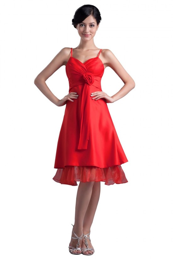 A-Line Spaghetti Strap Short Red Bridesmaid Dresses/Wedding Party Dresses BD010103