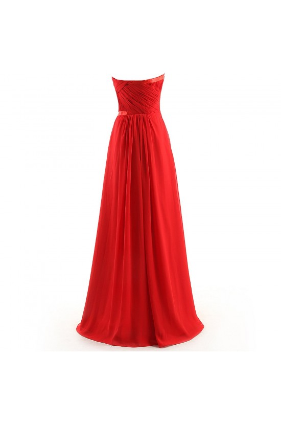 A-Line Strapless Long Chiffon Bridesmaid Dresses/Wedding Party Dresses BD010107