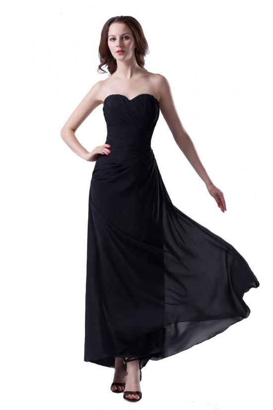 A-Line Sweetheart Long Black Chiffon Bridesmaid Dresses/Wedding Party Dresses BD010119