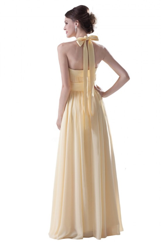 Sheath/Column Halter Long Yellow Chiffon Bridesmaid Dresses/Wedding Party Dresses BD010121 Sheath/Column Halter Long Yellow Chiffon Bridesmaid Dresses/Wedding Party Dresses BD010121
