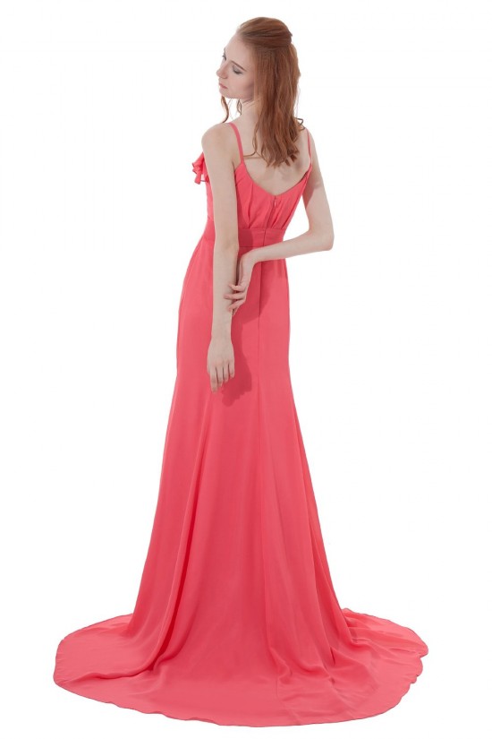 A-Line Spaghetti Strap V-Neck Long Chiffon Bridesmaid Dresses/Wedding Party Dresses BD010136