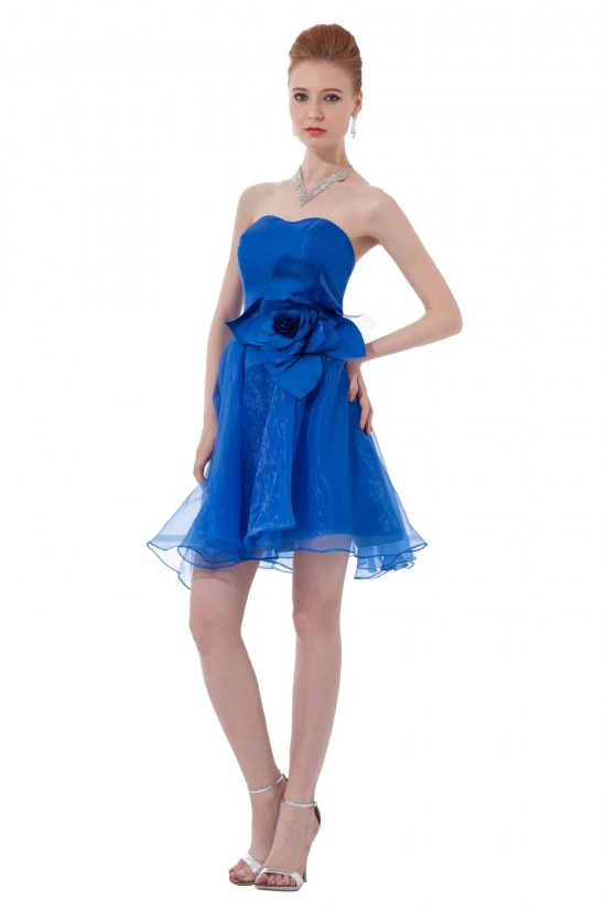 A-Line Strapless Short/Mini Blue Bridesmaid Dresses/Wedding Party Dresses BD010145 A-Line Strapless Short/Mini Blue Bridesmaid Dresses/Wedding Party Dresses BD010145