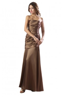 Sheath Strapless Long Satin Bridesmaid Dresses/Wedding Party Dresses BD010146