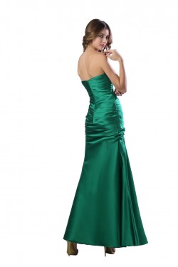 Sheath Strapless Long Green Satin Bridesmaid Dresses/Wedding Party Dresses BD010147