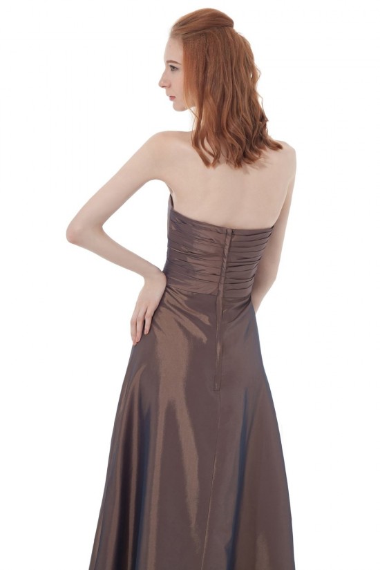 A-Line Strapless Long Chocolate Bridesmaid Dresses/Wedding Party Dresses BD010148
