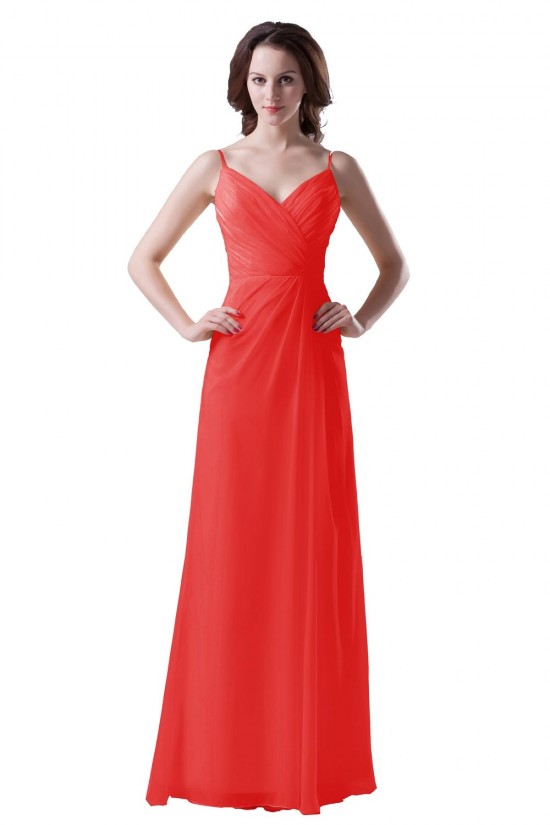 A-Line Spaghetti Strap Chiffon Long Bridesmaid Dresses/Wedding Party Dresses BD010151