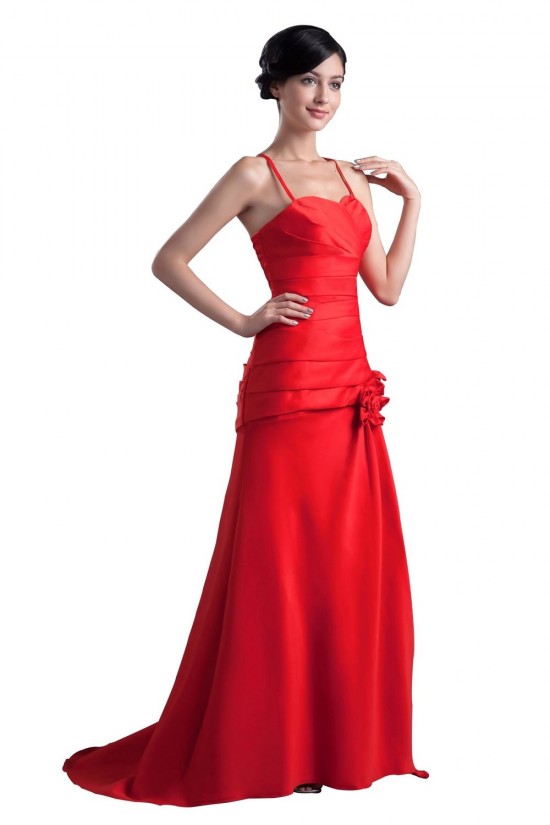 A-Line Spaghetti Strap Long Red Bridesmaid Dresses/Wedding Party Dresses BD010152