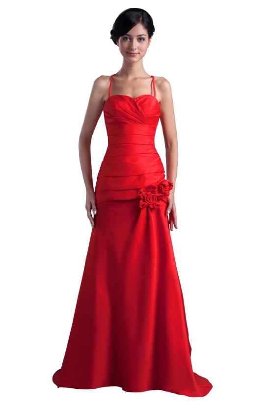 A-Line Spaghetti Strap Long Red Bridesmaid Dresses/Wedding Party Dresses BD010152