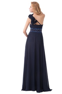 Sheath/Column One-Shoulder Beaded Navy Blue Long Bridesmaid Dresses/Wedding Party Dresses/Evening Dresses BD010153