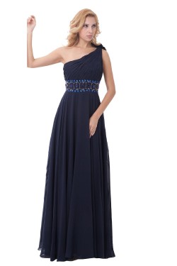 Sheath/Column One-Shoulder Beaded Navy Blue Long Bridesmaid Dresses/Wedding Party Dresses/Evening Dresses BD010153
