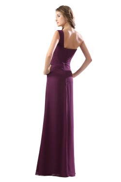 Sheath/Column One-Shoulder Grape Long Chiffon Bridesmaid Dresses/Wedding Party Dresses BD010154