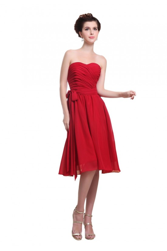 A-Line Sweetheart Short Red Chiffon Bridesmaid Dresses/Wedding Party Dresses BD010155