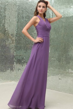 A-Line V-Neck Long Chiffon Bridesmaid Dresses/Wedding Party Dresses BD010156