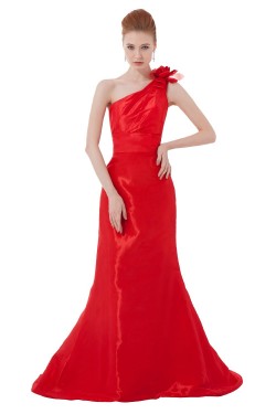 Trumpet/Mermaid One-Shoulder Long Red Bridesmaid Dresses/Wedding Party Dresses BD010166