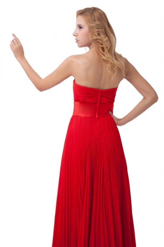 A-Line Pleated Long Red Chiffon Bridesmaid Dresses/Wedding Party Dresses BD010167