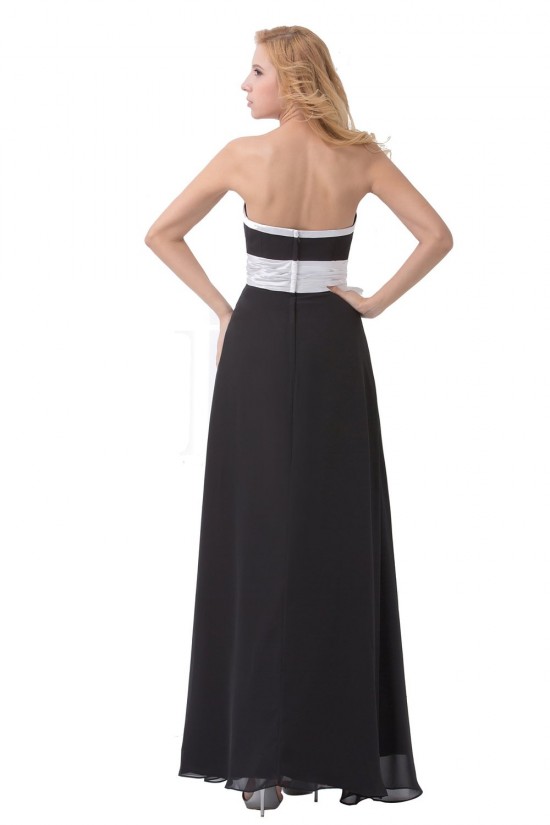 A-Line Strapless Black White Long Chiffon Bridesmaid Dresses/Wedding Party Dresses BD010170