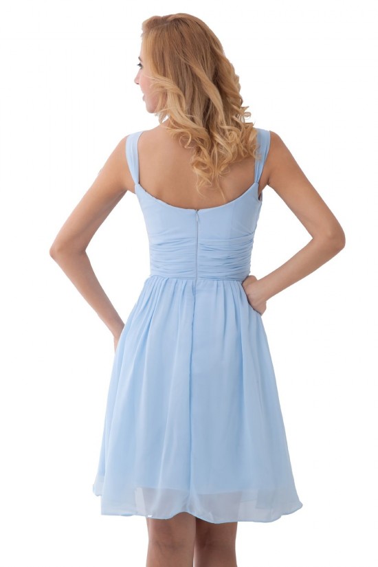 A-Line Straps Sleeveless Short Blue Chiffon Bridesmaid Dresses/Wedding Party Dresses BD010178