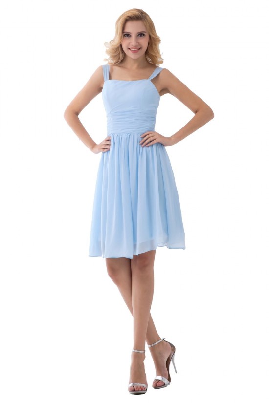 A-Line Straps Sleeveless Short Blue Chiffon Bridesmaid Dresses/Wedding Party Dresses BD010178 A-Line Straps Sleeveless Short Blue Chiffon Bridesmaid Dresses/Wedding Party Dresses BD010178
