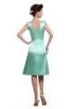 A-Line V-Neck Knee-Length Mint Green Satin Bridesmaid Dresses/Wedding Party Dresses BD010180