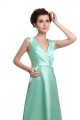 A-Line V-Neck Knee-Length Mint Green Satin Bridesmaid Dresses/Wedding Party Dresses BD010180