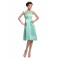 A-Line V-Neck Knee-Length Mint Green Satin Bridesmaid Dresses/Wedding Party Dresses BD010180