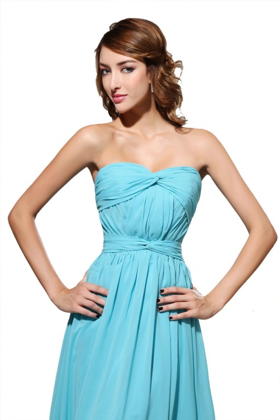 A-Line Sweetheart Long Blue Chiffon Bridesmaid Dresses/Wedding Party Dresses BD010183