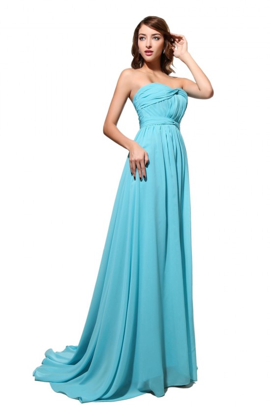 A-Line Sweetheart Long Blue Chiffon Bridesmaid Dresses/Wedding Party Dresses BD010183