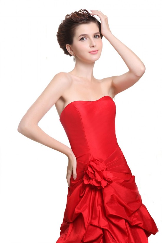 A-Line Strapless Short/Mini Red Bridesmaid Dresses/Wedding Party Dresses BD010185