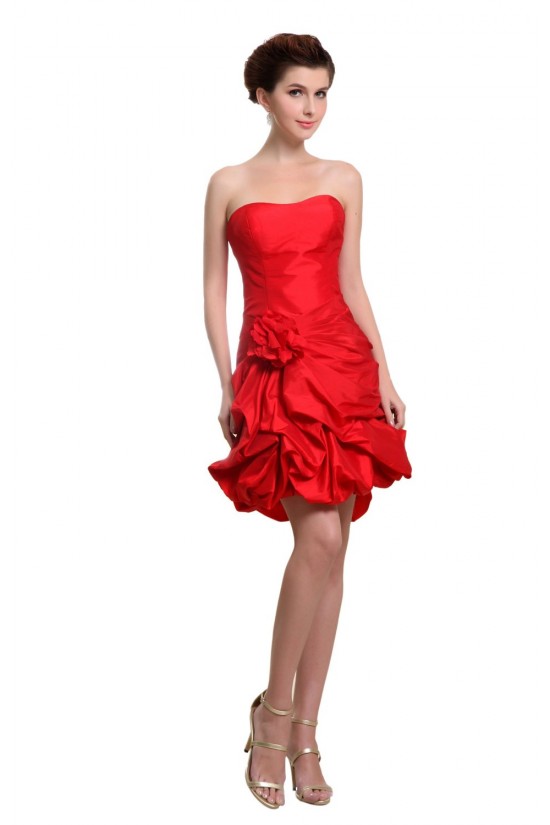 A-Line Strapless Short/Mini Red Bridesmaid Dresses/Wedding Party Dresses BD010185