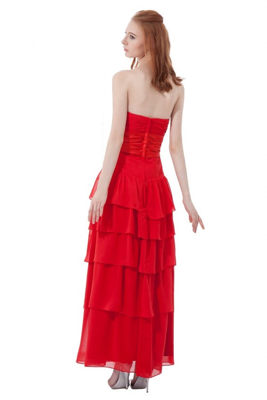 A-Line Sweetheart Long Red Chiffon Bridesmaid Dresses/Wedding Party Dresses BD010186